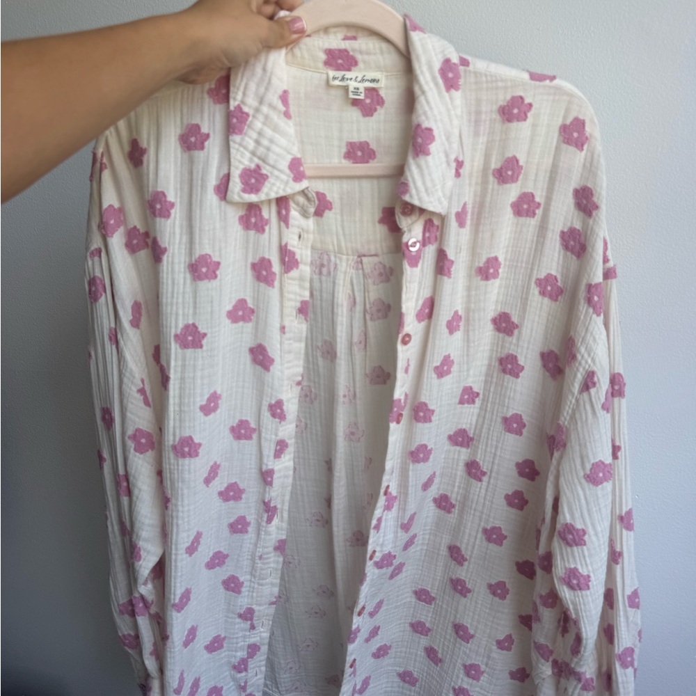 Pink Floral Button-Up Shirt